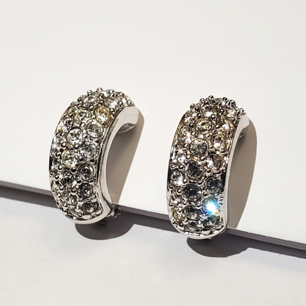 Swarovski Crystal Huggie Clip On Earrings